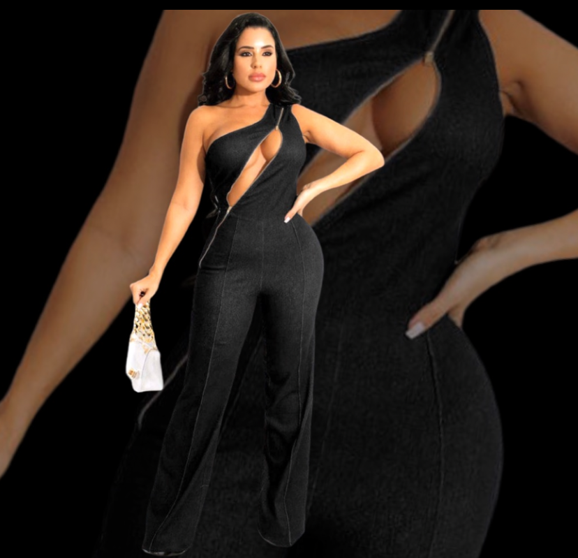 (IN STOCK) WOMENS ONE PIECE JUMPSUITS ZIPPER SKINNY