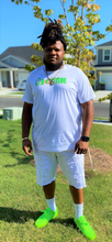 Load image into Gallery viewer, White tee &quot;Neon Green/ red&quot; Gratitude Logo
